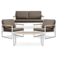 GARTENSET TRIBO Industriestil für 4 Personen, weiß - Beige/Weiß, Metall - KONSIMO®
