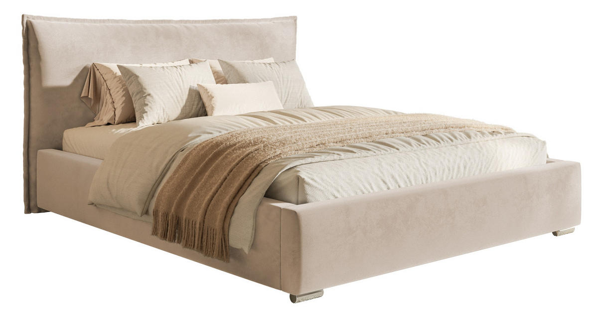 POLSTERBETT 180x200 Zenito mit Kissen-Kopfteil, Bettkasten, Beige - Beige, Holz/Textil (180/200cm) - Emporius