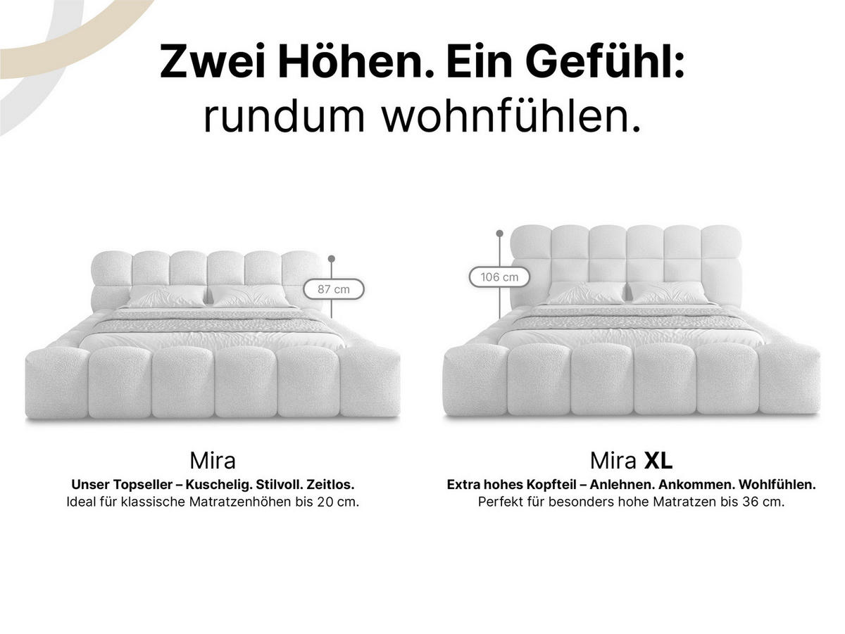 POLSTERBETT Mira 1 Hellbeige 140/200 cm Boucle mit Bettkasten - Beige, Textil/Metall (140/200cm) - wonello