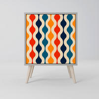 SIDEBOARD COLORFUL NOSTALGIA, Grau, 57,5x42x77,5 cm, Schräge Buchenholzfüße - Buchefarben/Multicolor, Holzwerkstoff/Buchenholz (57.5/77.5/42cm) - SpaceRebels