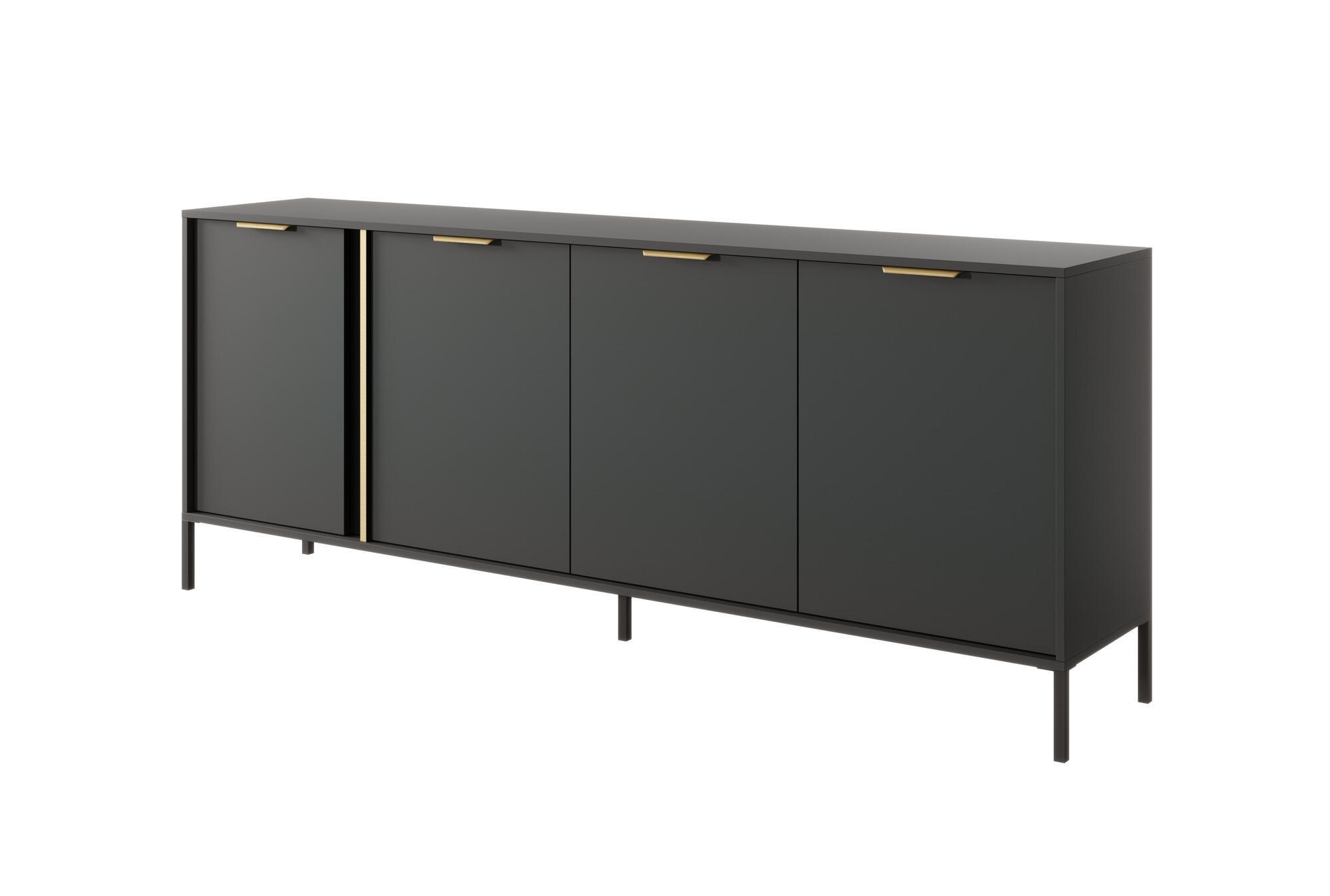 SIDEBOARD LARS Schwarz 203x40x81 cm - Schwarz, Holzwerkstoff (203/81/40cm) - FURNLUX