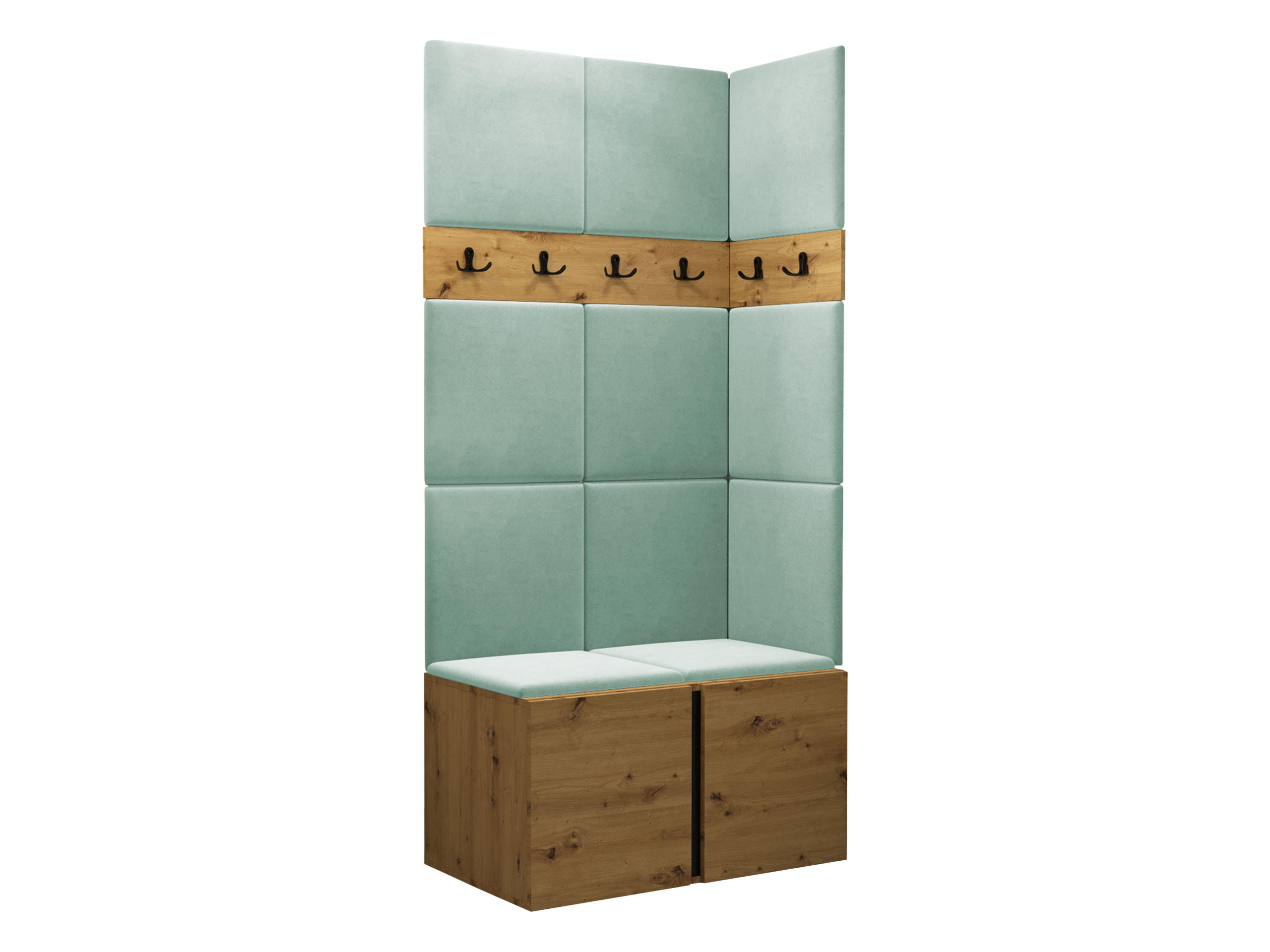 GARDEROBEN-SET Orion I - Eiche Artisan/Mintgrün, Holzwerkstoff/Kunststoff (84/186/46cm) - MIRJAN24