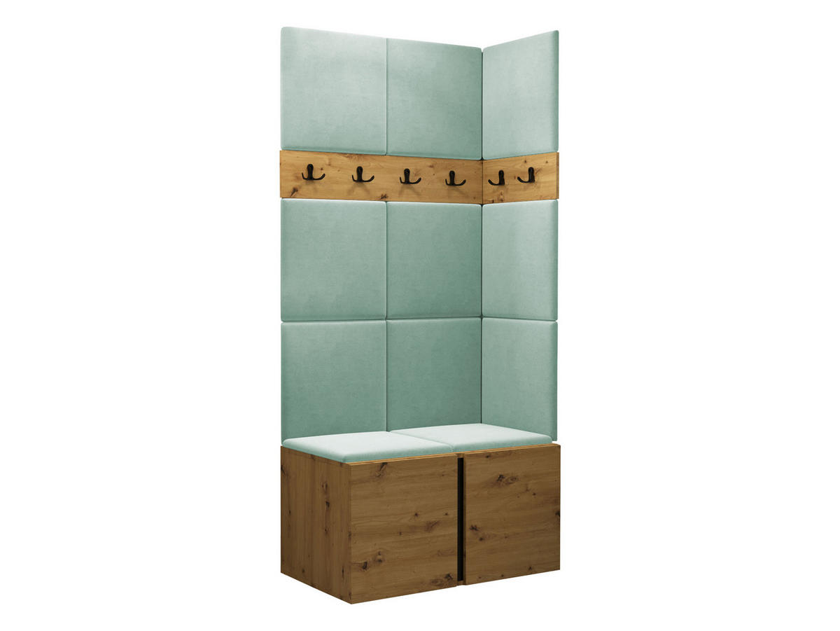 GARDEROBEN-SET Orion I - Eiche Artisan/Mintgrün, Holzwerkstoff/Kunststoff (84/186/46cm) - MIRJAN24