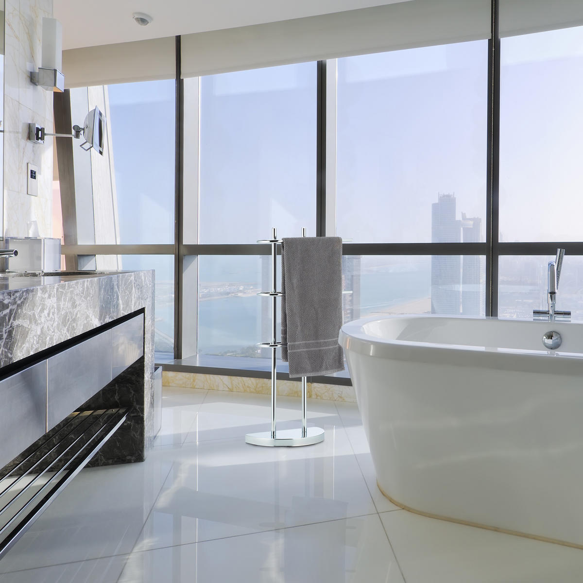 HANDTUCHHALTER - Silberfarben, Metall (40/83/18cm) - Relaxdays