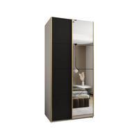 SCHWEBETÜRENSCHRANK 245,5/110/64 2-türig - Goldfarben/Schwarz, Holz/Metall (110/245/64cm) - Abiks Möbel