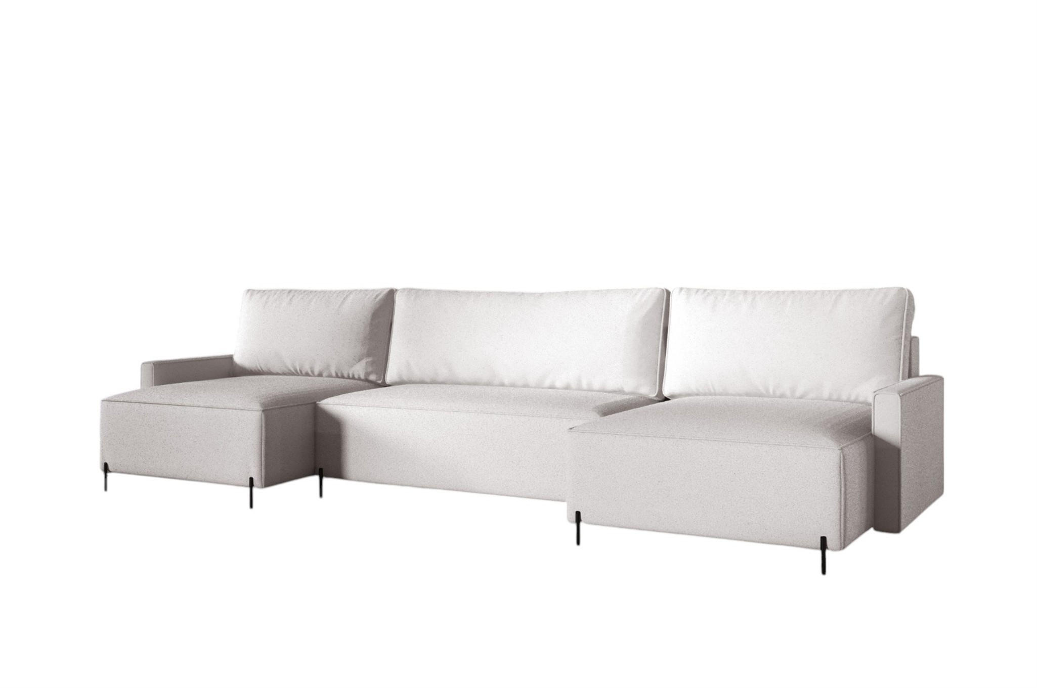 WOHNLANDSCHAFT Braga - Weiß, Holzwerkstoff/Textil (372/80/153cm) - Fun Möbel