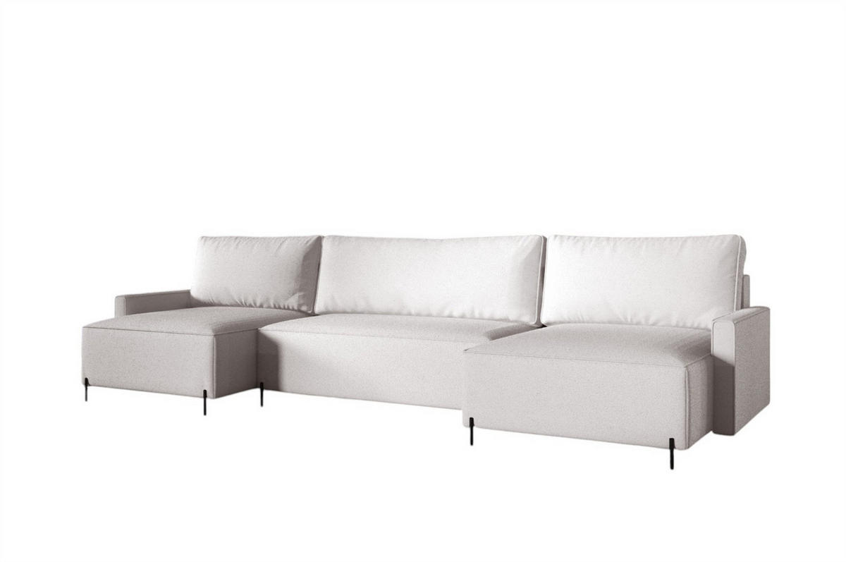 WOHNLANDSCHAFT Braga - Weiß, Holzwerkstoff/Textil (372/80/153cm) - Fun Möbel