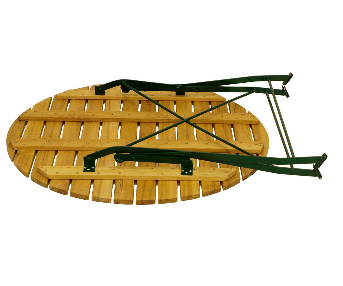 KLAPPTISCH Bad Belzig aus Robinienholz 100 cm rund, Stahlgestell Grün - Braun, Holz (100/100/72cm) - TPFGarden