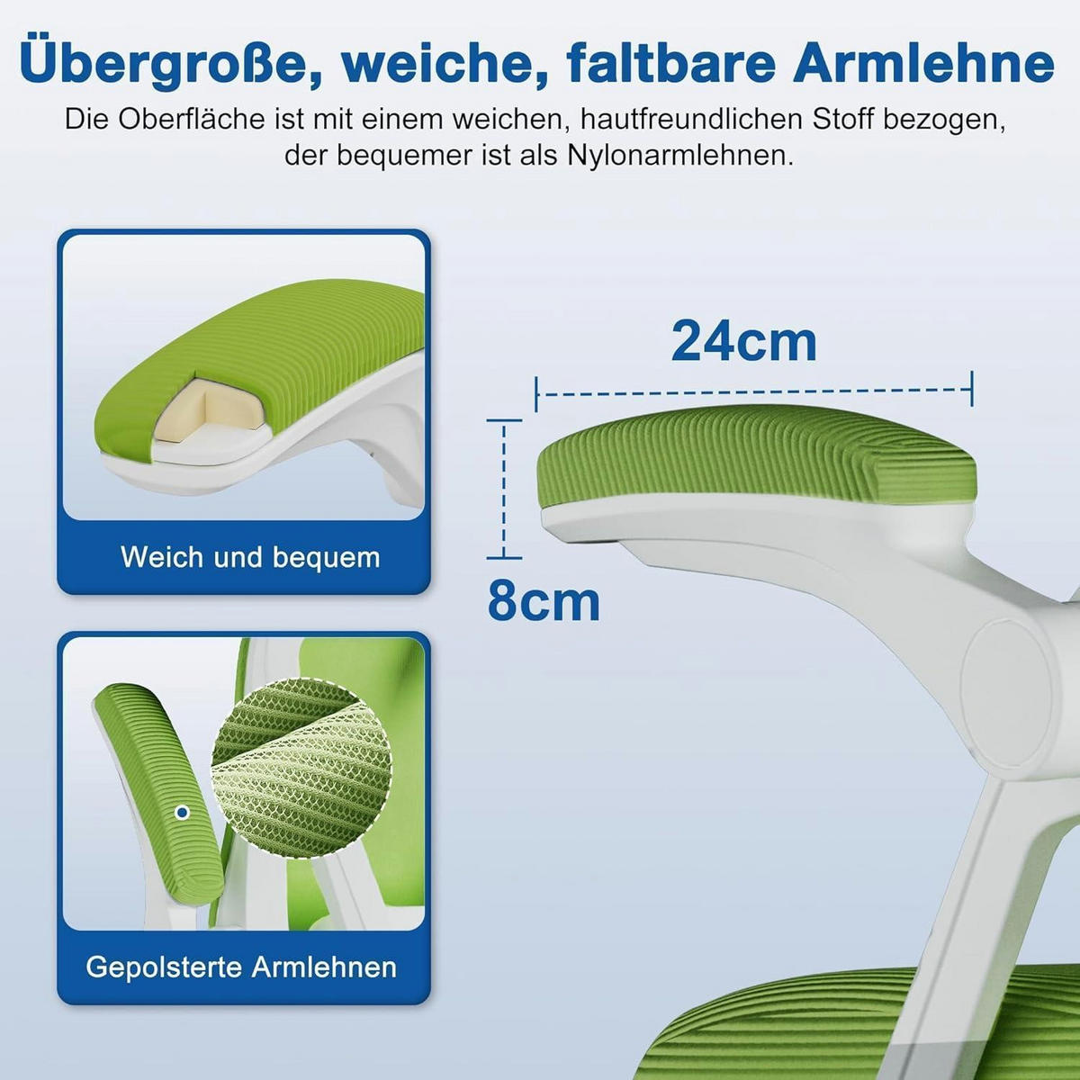 BÜROSTUHL Ergonomisch mit Kopfstütze und Lendenwirbelstütze Grün - Grün, Textil (60/128/60cm)