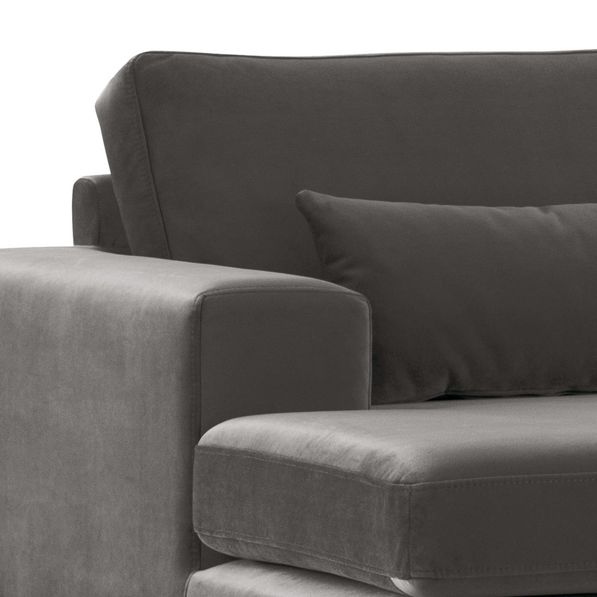 ECKSOFA mit Longchair - Eichefarben/Dunkelgrau, Eichenholz/Textil (281/153cm) - home24