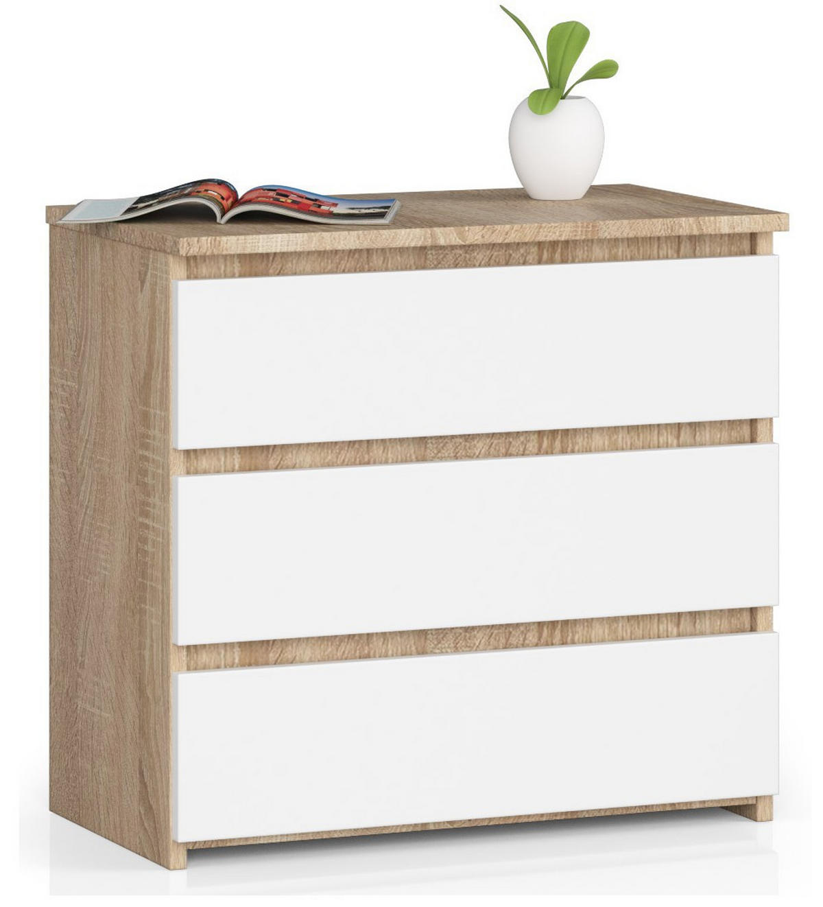 KOMMODE Marte mit 3 Schubladen - Naturfarben, Holzwerkstoff (60/57/35cm) - Home Collective