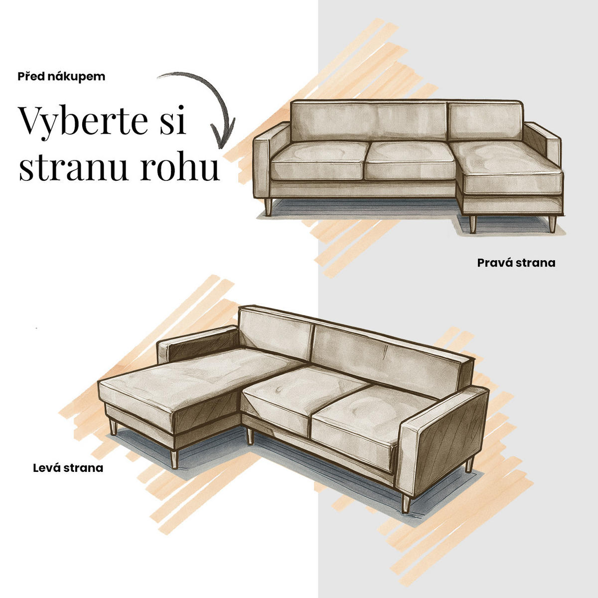 ECKSOFA PETER L Hellgrau Plüsch - Links Seite - Hellgrau/Schwarz, Textil/Metall (208/273cm) - MKS
