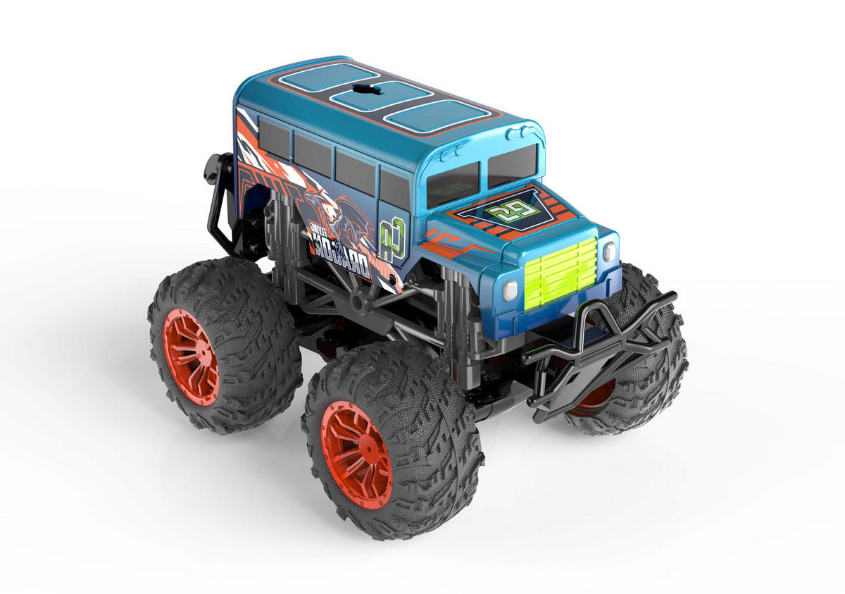 RC-MONSTERTRUCK mit LED-Licht, echtem Rauch und wechselbarem Cover für Kinder, 1er-Set - Blau, Kunststoff (23/19/17cm) - Northpoint