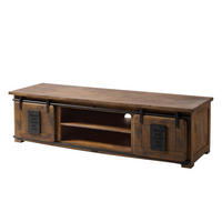 TV-BOARD Mango 180x55x50 braun lackiert RAILWAY #435 - Braun, Holz (180/50/55cm) - Massivmoebel24