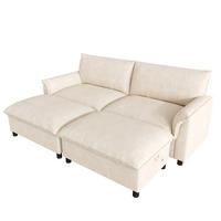 SOFA Beige U-Form Cloud Modular 2 Hocker Deep Seat 216cm - Beige, Textil (77/82/216cm) - FLIEKS