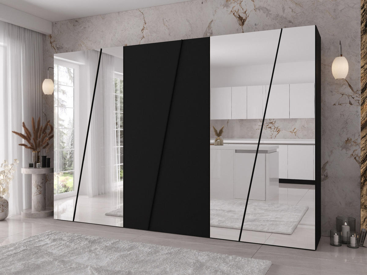 DREHTÜRENSCHRANK Zen 4L 300 cm - Schwarz, Holzwerkstoff/Kunststoff (300/202/50cm) - MIRJAN24