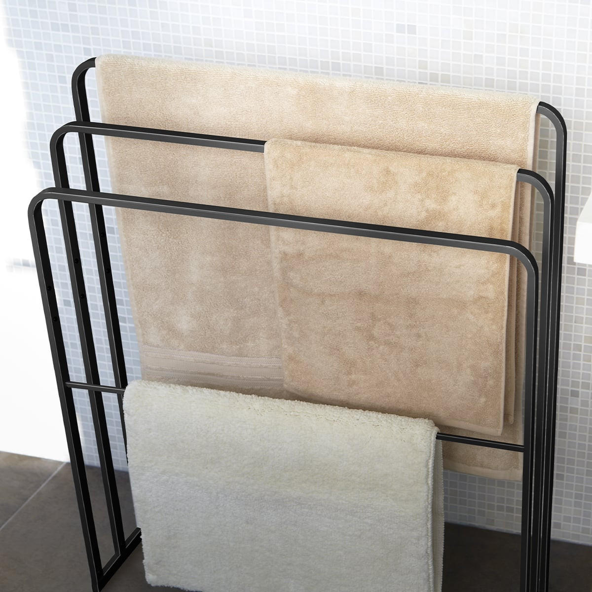 HANDTUCHHALTER mit 4 Stangen - L70 cm - Schwarz, Metall (14/81/70cm) - Yamazaki