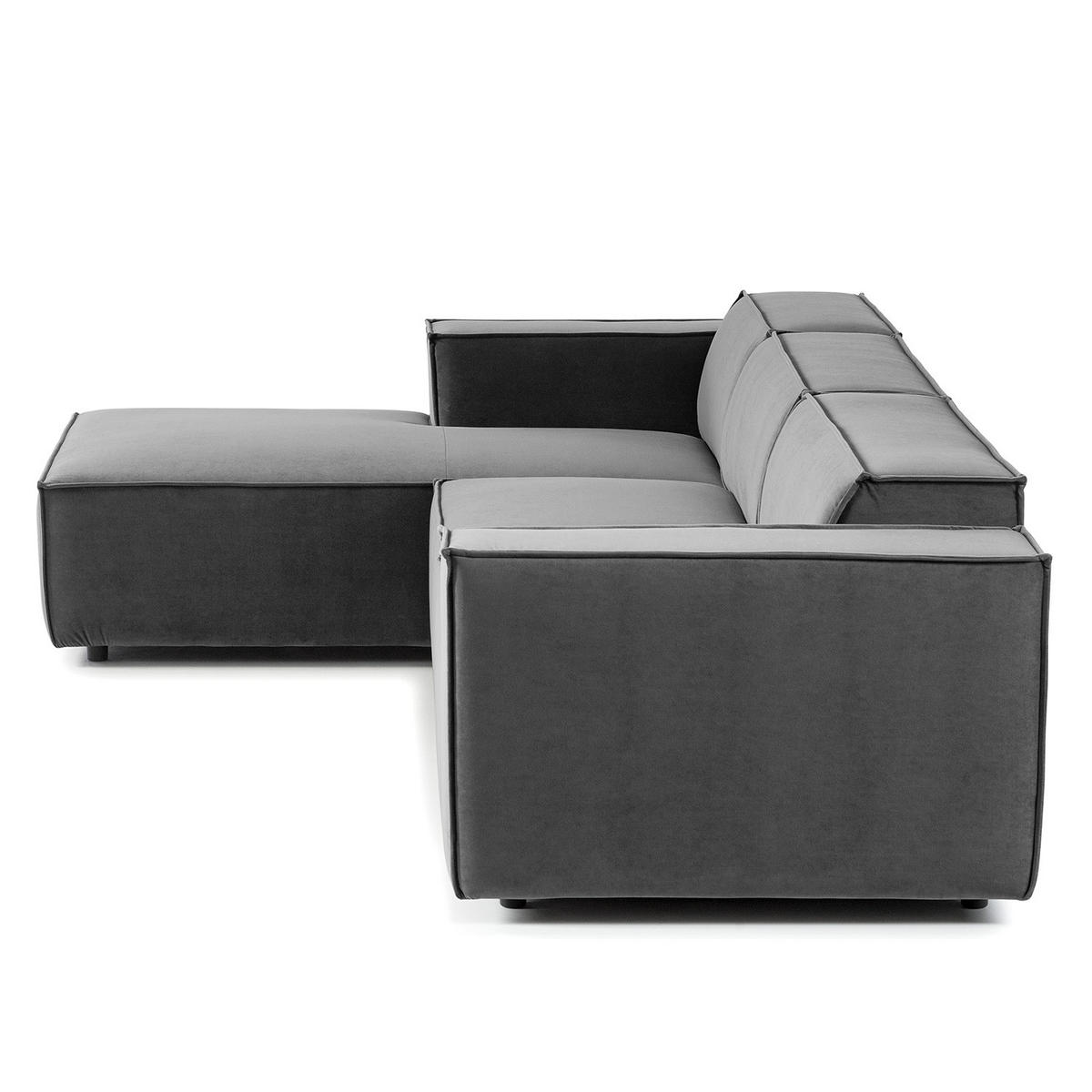 ECKSOFA mit Longchair - Schwarz/Grau, Kunststoff/Textil (294/177cm) - home24