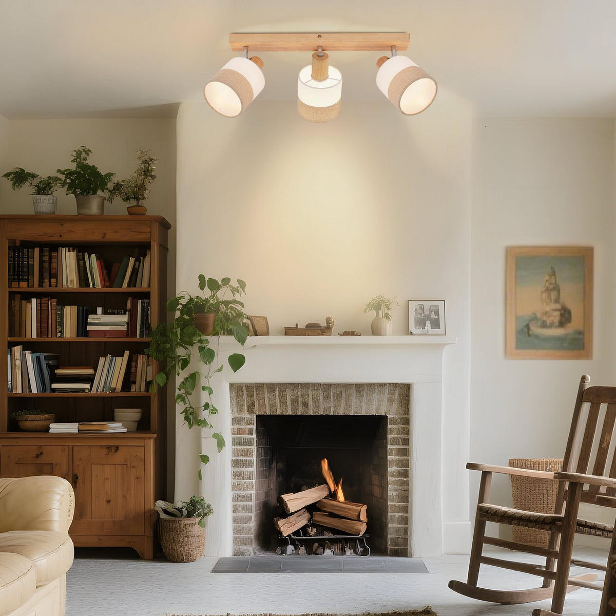 DECKENLEUCHTE FOSTER II 16/48/13 cm - Braun, Textil (48/16/13cm) - Nettlife