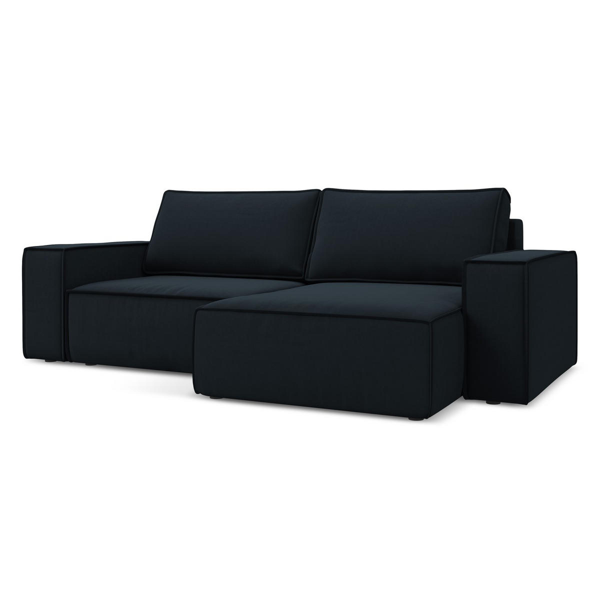 ECKSOFA mit Schlaffunktion Samt Stoff Blau - Blau/Schwarz, Kunststoff/Textil (257/148cm) - LaMiaSofa