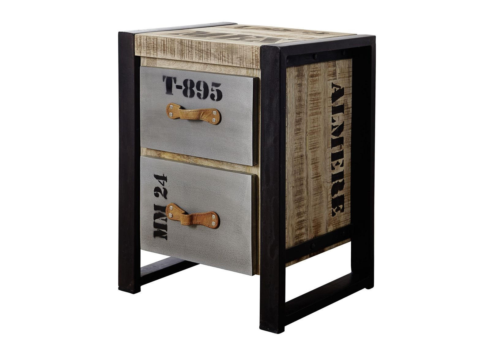 BEISTELLTISCH Mango 45x40x60 natur bedruckt FACTORY #123 - Naturfarben, Holz (40/45/60cm) - Massivmoebel24