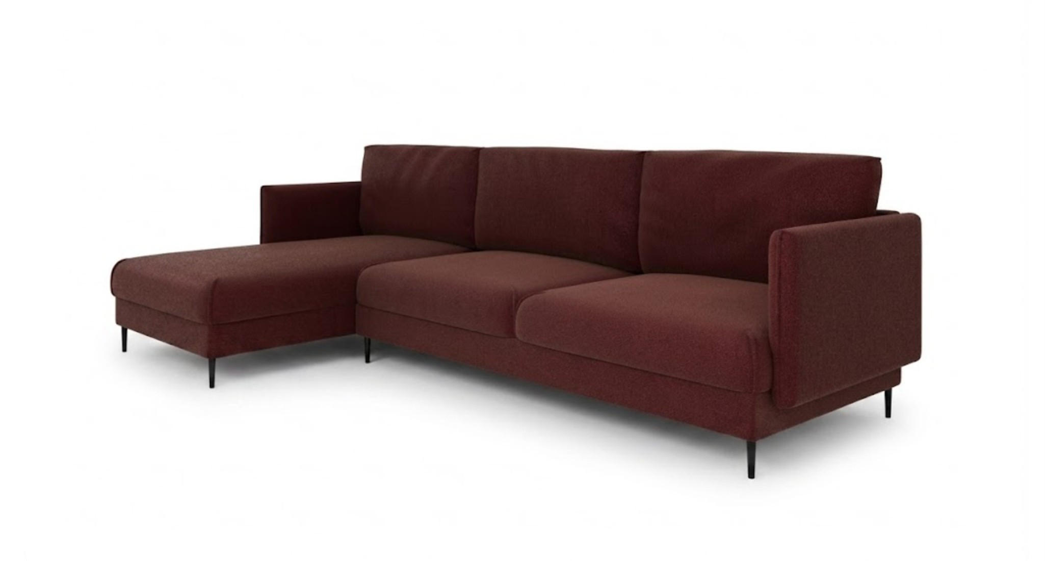 ECKSOFA Helmer Max In Stoff Baloo - Bordeaux, Holzwerkstoff/Textil (164/323cm) - Fun Möbel