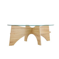 KLUBSKA miza 104,9x60 cm iz MDF in stekla, transparentna/drevesni dekor - prozorna, steklo (104.9/60/45cm) - BEAOK