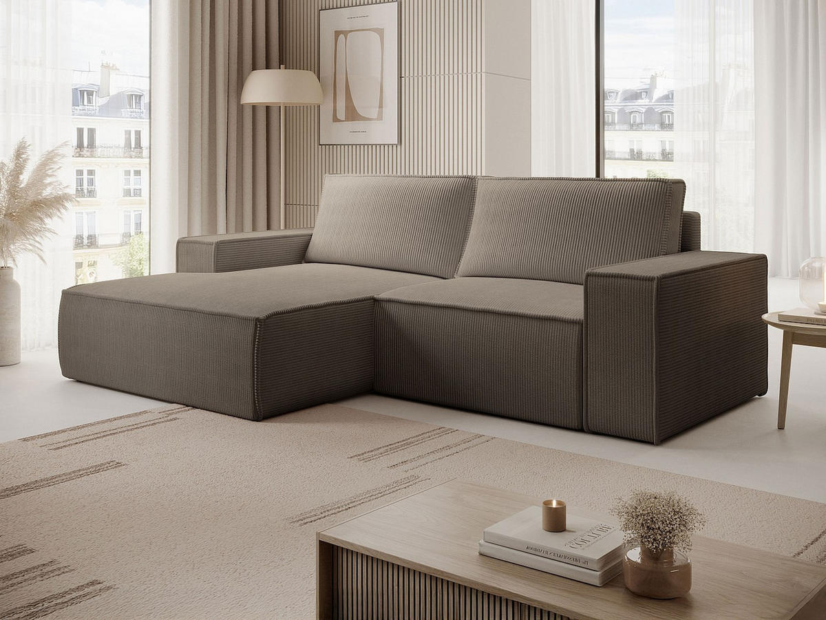 SCHLAFSOFA - 3 Personen-Sitzer - Samt - Taupe - - Braun, Textil (240/85/167cm) - Vente-Unique