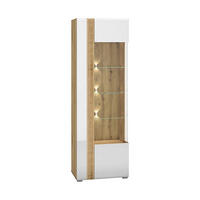 VITRINE – 65 cm – Adagio – Weiß / Eichefarben – Anschlag rechts – VT-GEN146 - Eichefarben/Weiß, Holzwerkstoff (65/196/42cm) - hi-markt