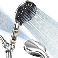 DUSCHKOPF – silber – passend für 1/2-Zoll-Anschluss, inklusive 150 cm Schlauch und Halterung - Silberfarben, Kunststoff (28.5cm)