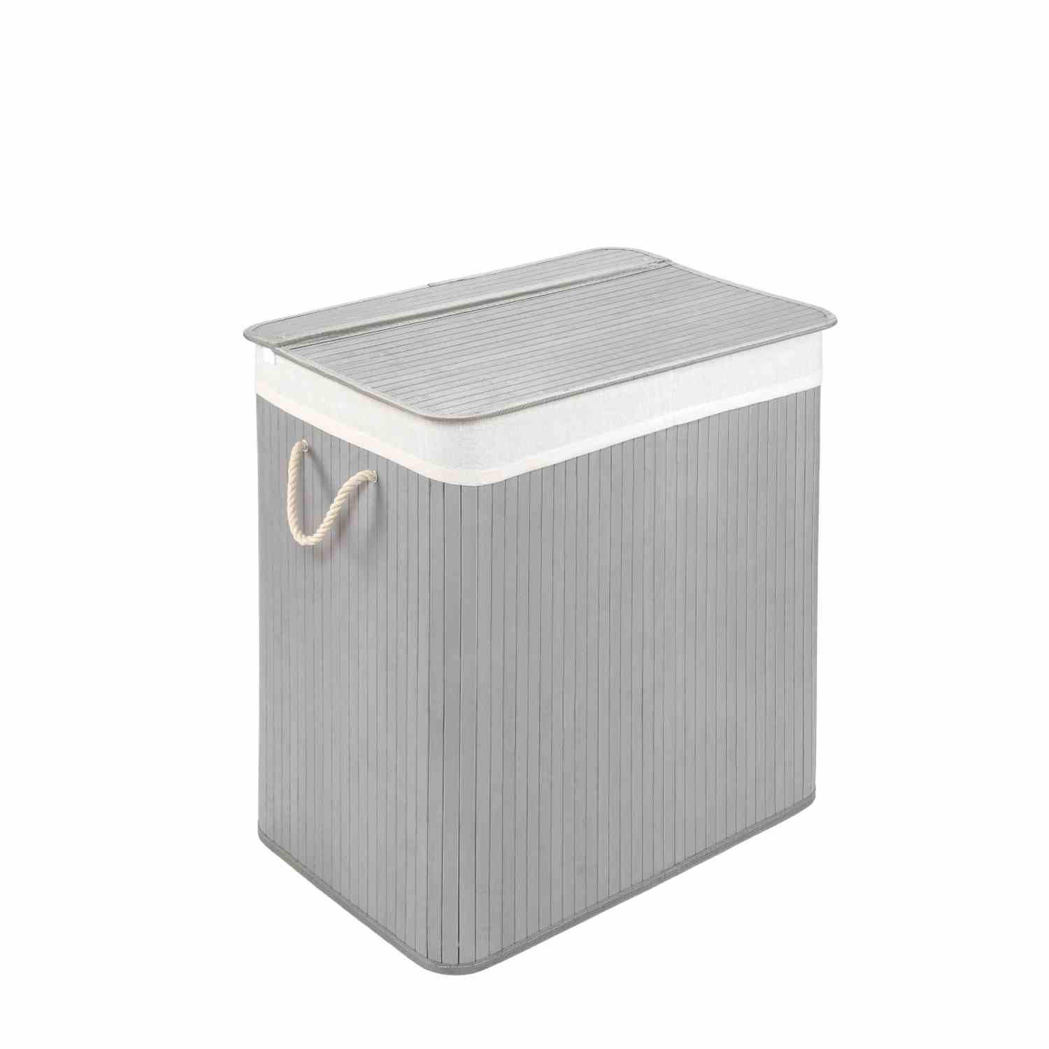 WÄSCHEKORB MIT DECKEL BAMBOO - Hellgrau, Naturmaterialien (40/60/30cm) - WohnDirect