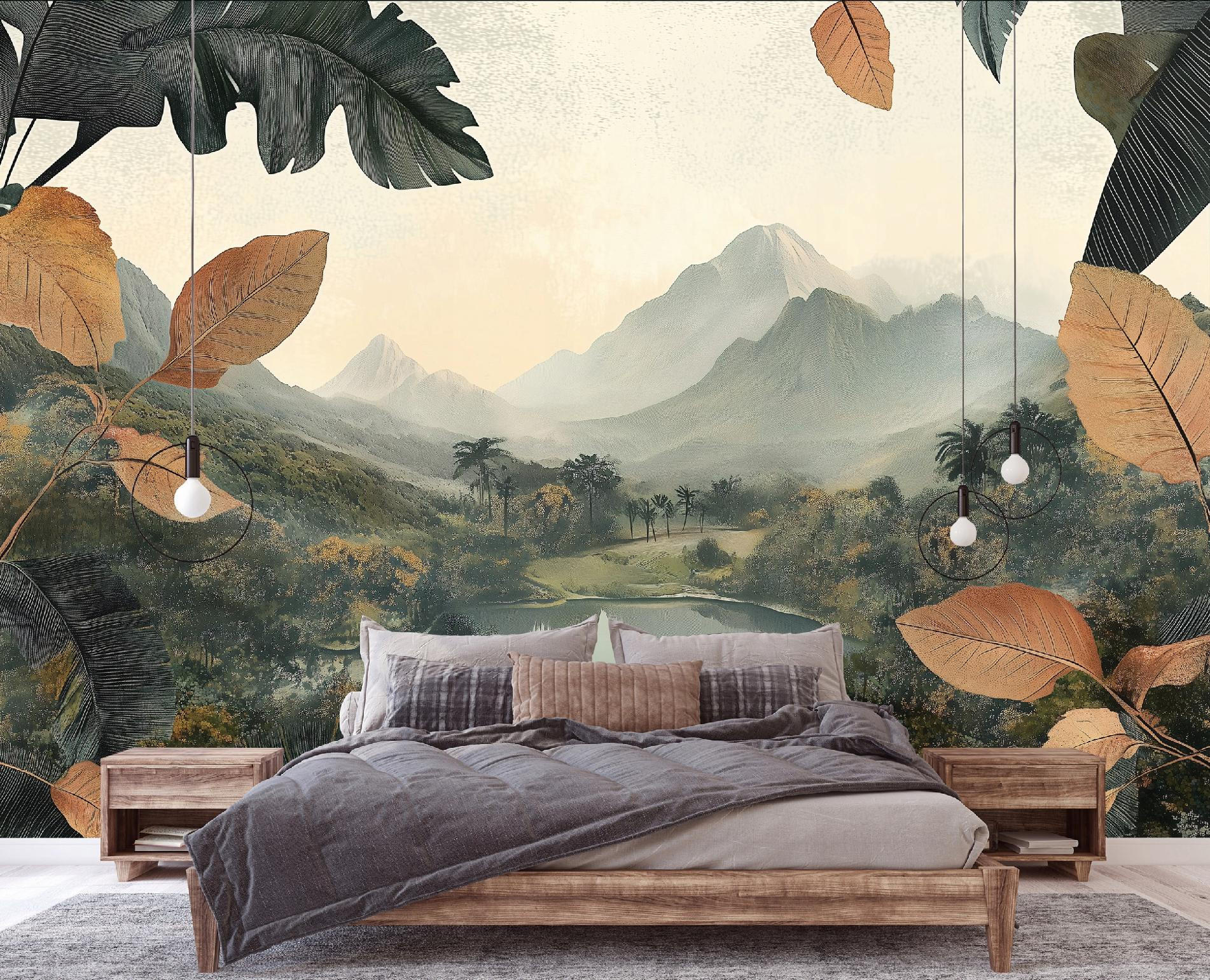 FOTOTAPETE Berge Natur Wald Vlies Tapete Wohnzimmer 250x175 - Multicolor, Papier (250/175cm) - Wallarena