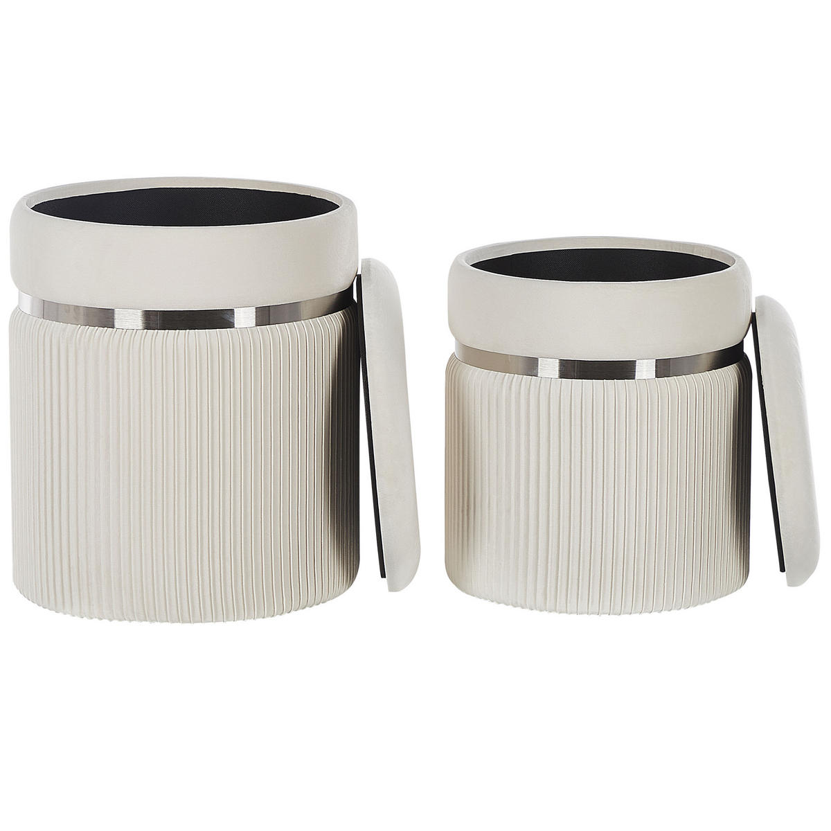 POUF Camdenton 36-31/36-31/44-38 cm - Weiß, Textil (36/44/36cm) - Beliani