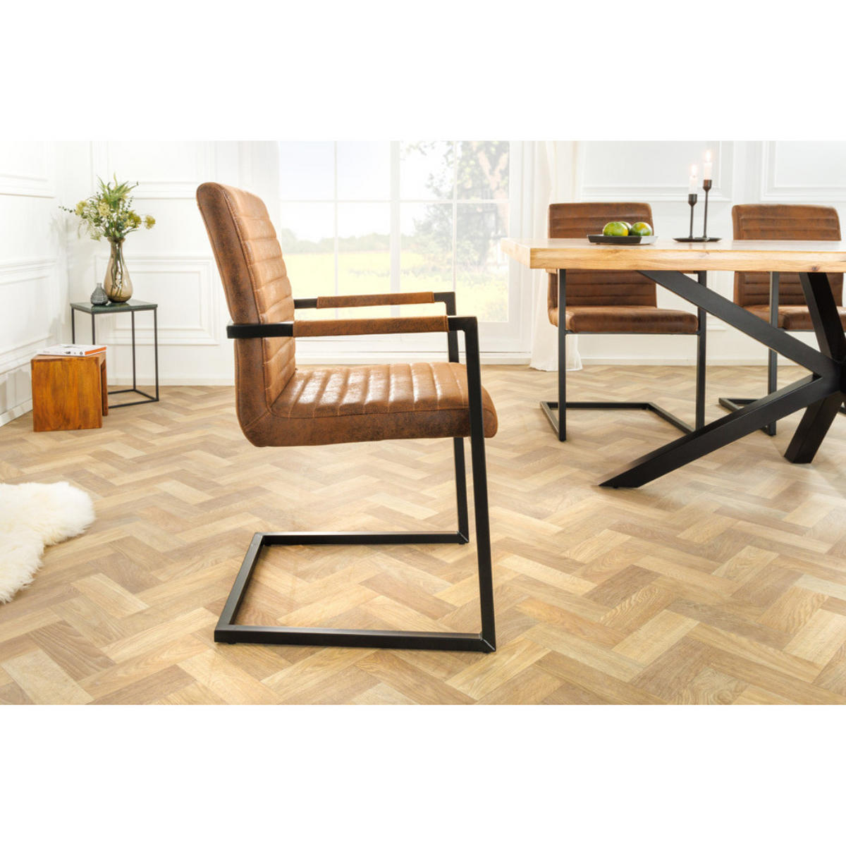 STUHL LOFT Microfaser Braun - Braun, Textil/Metall (54/91/55cm) - riess-ambiente