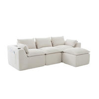 ECKSOFA 256/161/75 cm beige aus Corduroy mit Seitentaschen und Kissen - Beige, Textil (161/256cm) - OKWISH