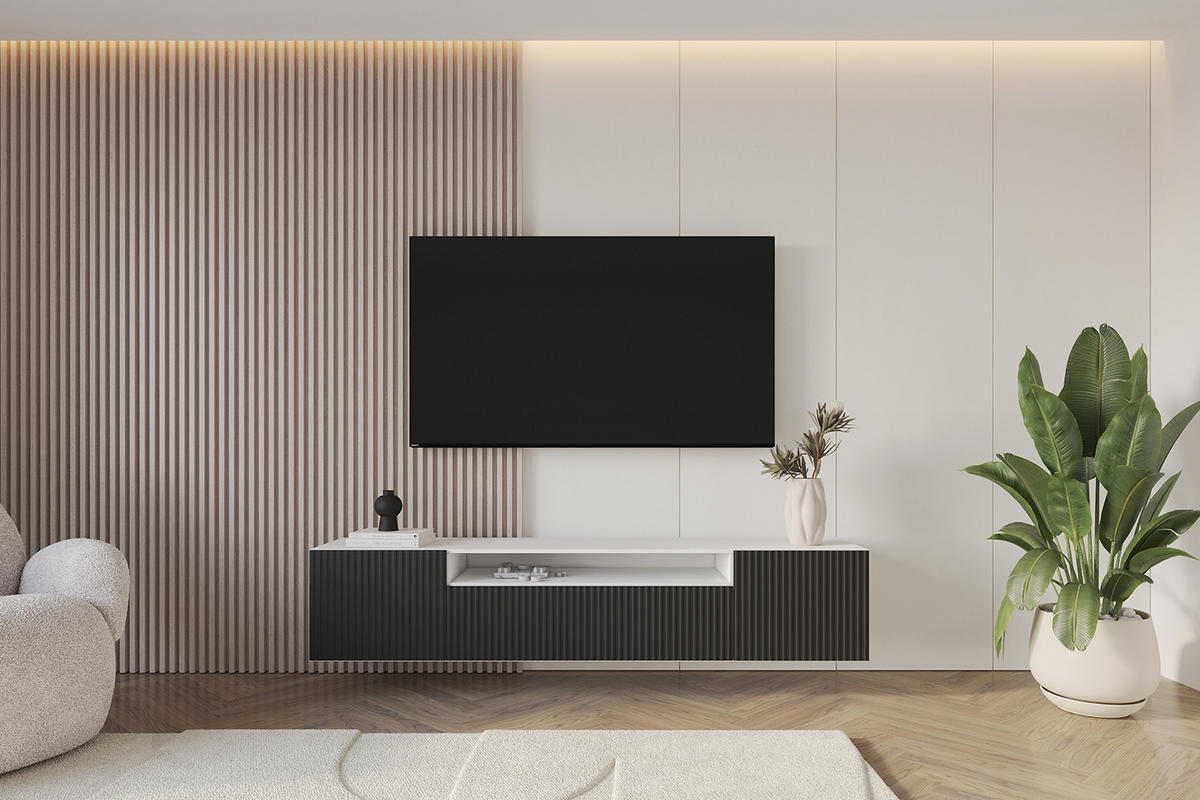 LOWBOARD NOA-2-W 200x40x41 cm - Weiß / Schwarz - Schwarz/Weiß, Holzwerkstoff (200/40/41cm) - ALTDECOR
