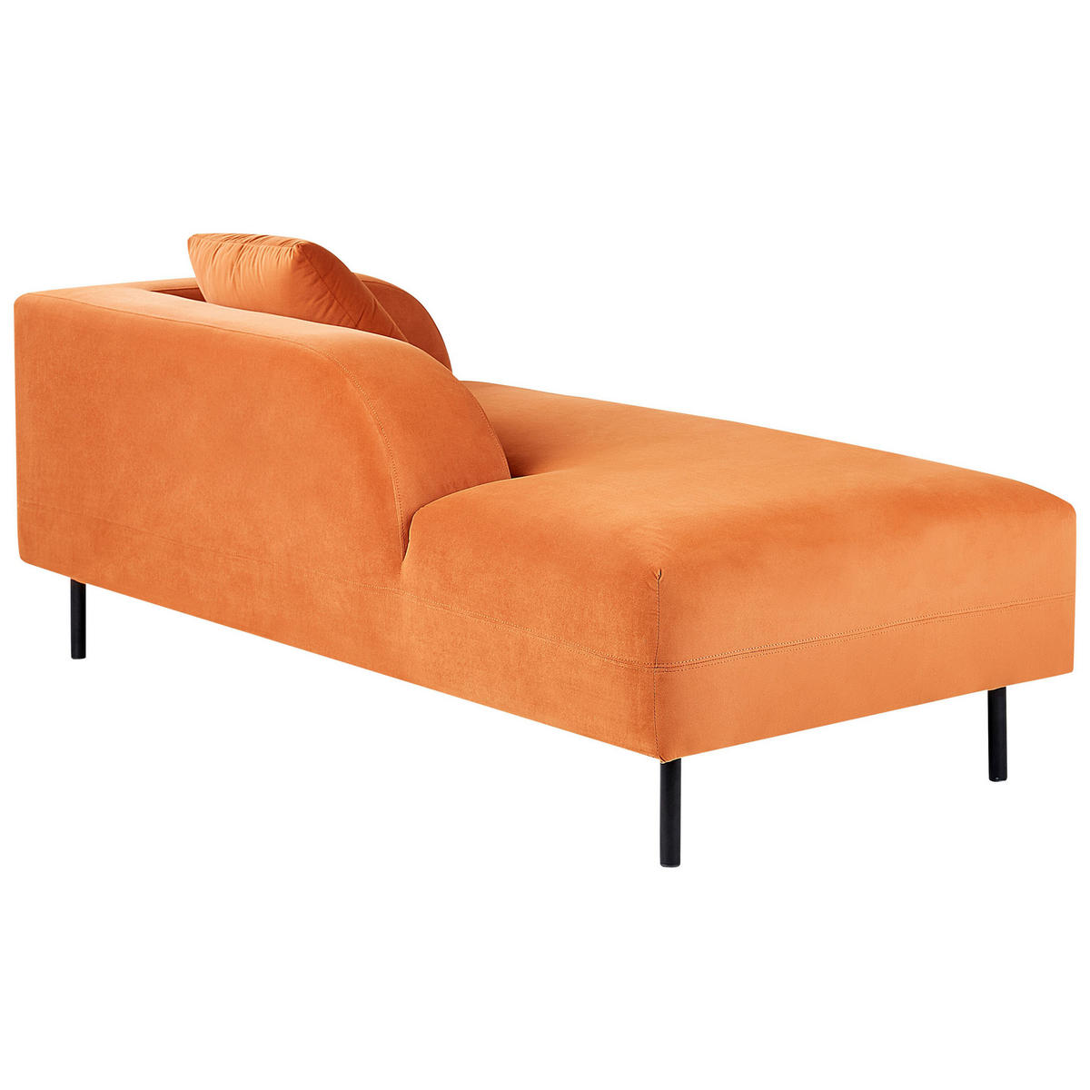 CHAISELONGUE Samtstoff orange rechtsseitig Le Crau - Schwarz/Orange, Textil (170/65/84cm) - Beliani