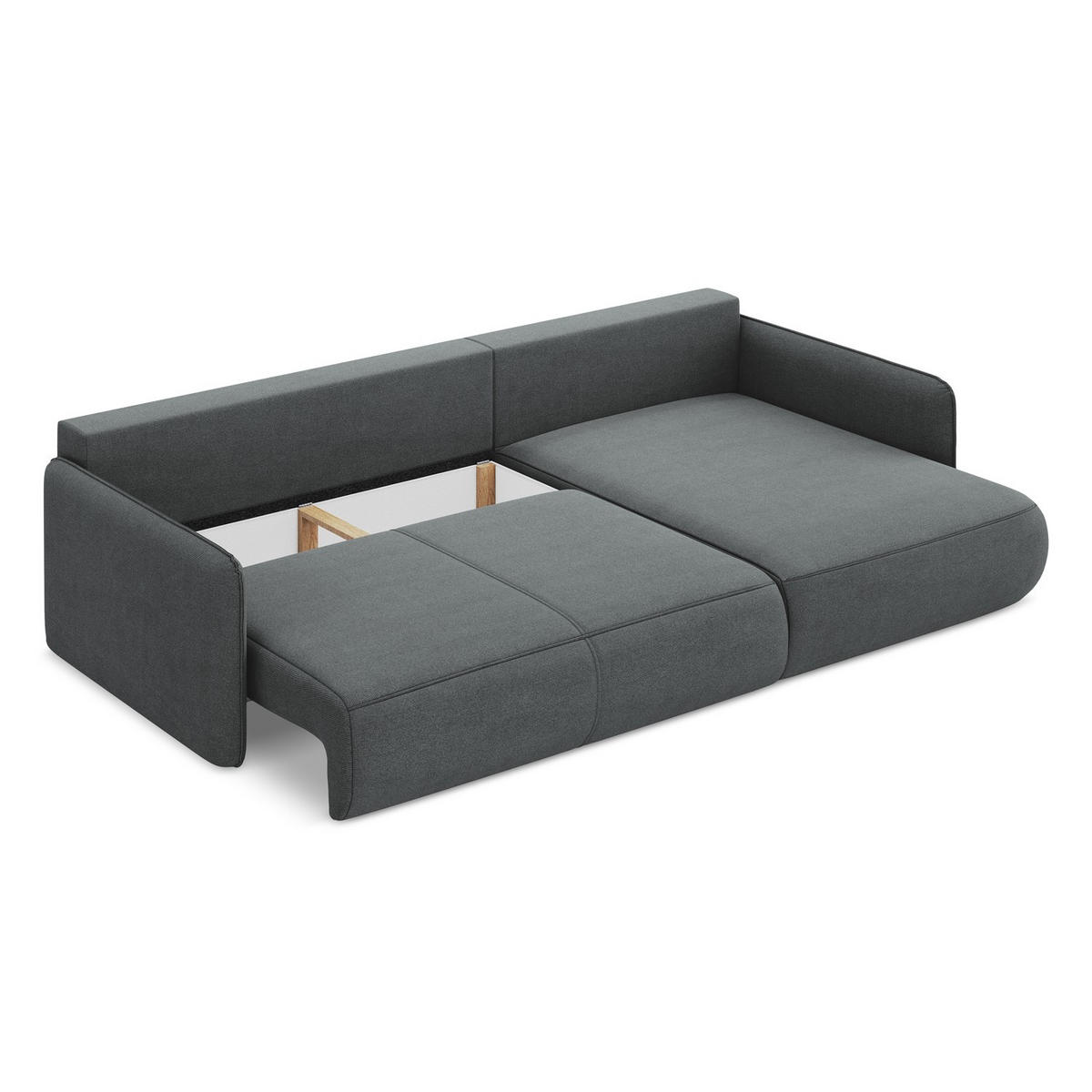ECKSOFA mit Schlaffunktion Strukturstoff Stoff Grau - Schwarz/Grau, Kunststoff/Textil (240/148cm) - LaMiaSofa