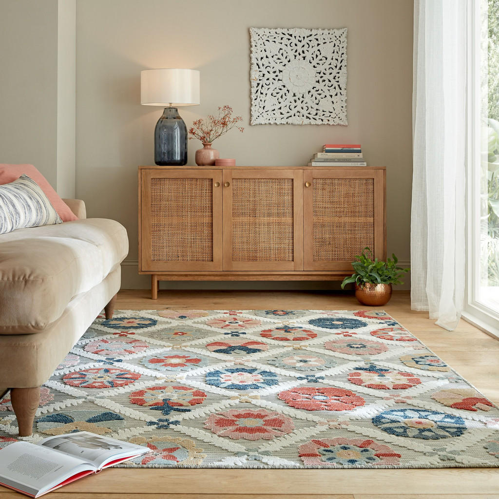Thumbnail - Kadima Design Outdoor-Teppich, Mehrfarbig, Textil, Floral, Rechteckig, 120x170 cm, pflegeleicht, in verschiedenen Größen...