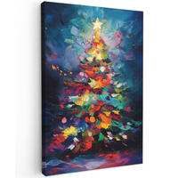 OBRAZ NA PLÁTNĚ Vánoční stromek - Vánoce - Abstraktní - Barevné 90x140 cm - různobarevná, textil (90/140cm) - MuchoWow