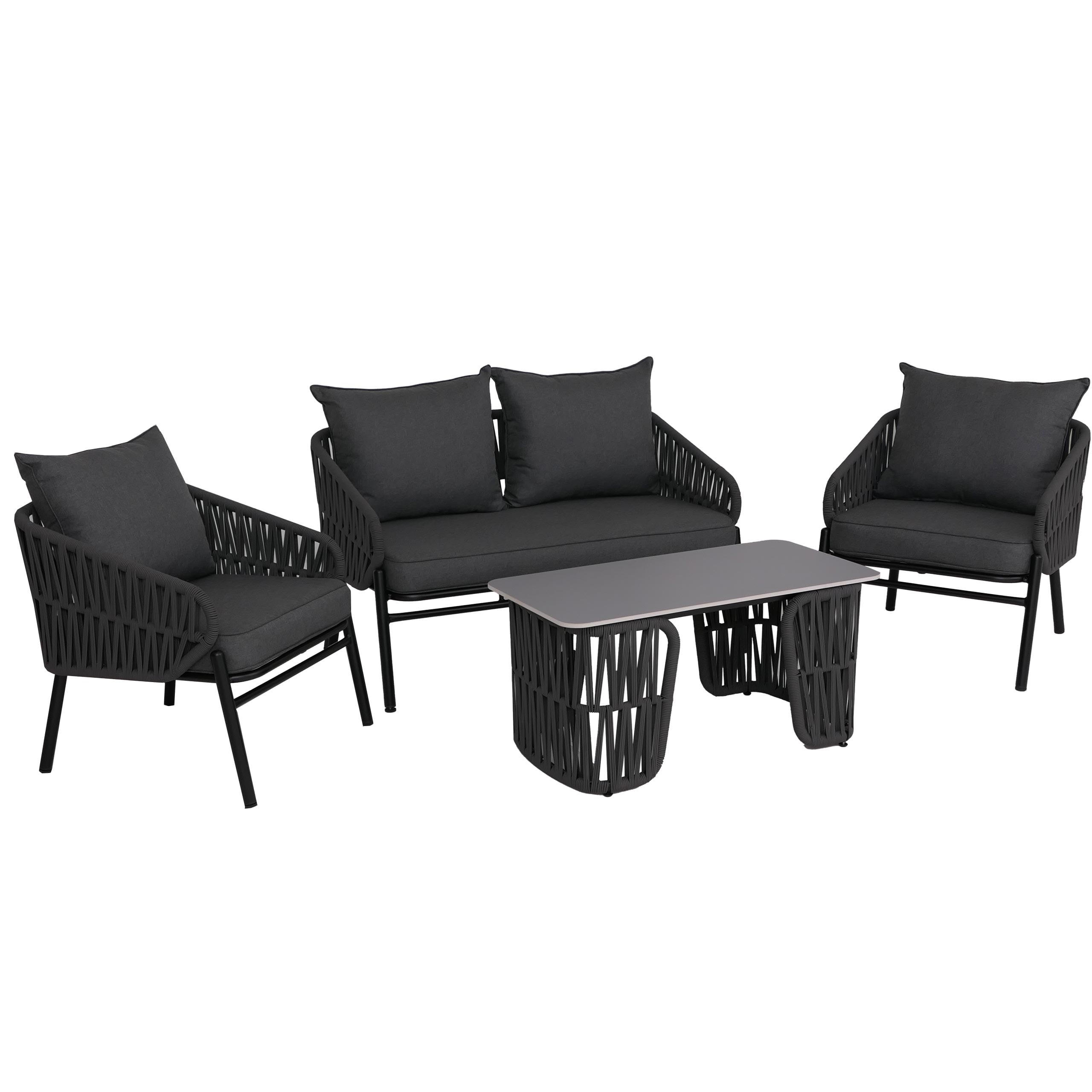 GARTENGARNITUR Lounge-Set Anthrazit - Anthrazit, Metall - PROREGAL
