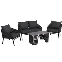 GARTENGARNITUR Lounge-Set Anthrazit - Anthrazit, Metall - PROREGAL