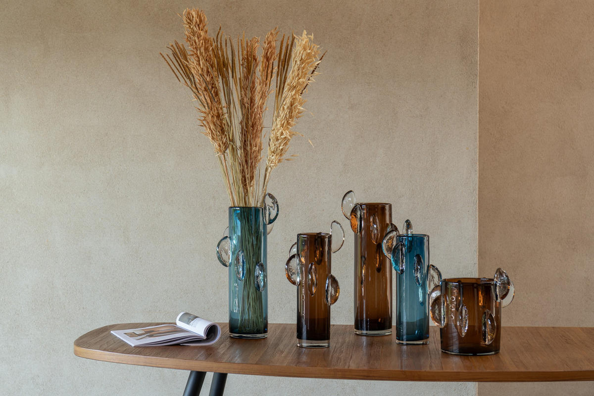 VASE STEGGY - Glas - Braun - S - Ø 18.5 cm - Braun, Glas (18.5/37cm) - J-Line