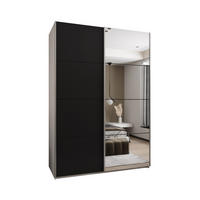 SCHWEBETÜRENSCHRANK 245,5/180/64 2-türig - Silberfarben/Schwarz, Holz/Metall (180/245/64cm) - Abiks Möbel