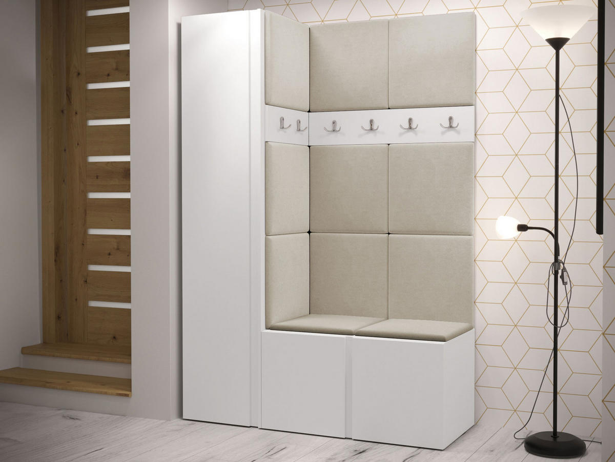 GARDEROBEN-SET Orion IX - Beige/Weiß, Holzwerkstoff/Kunststoff (124/186/46cm) - MIRJAN24