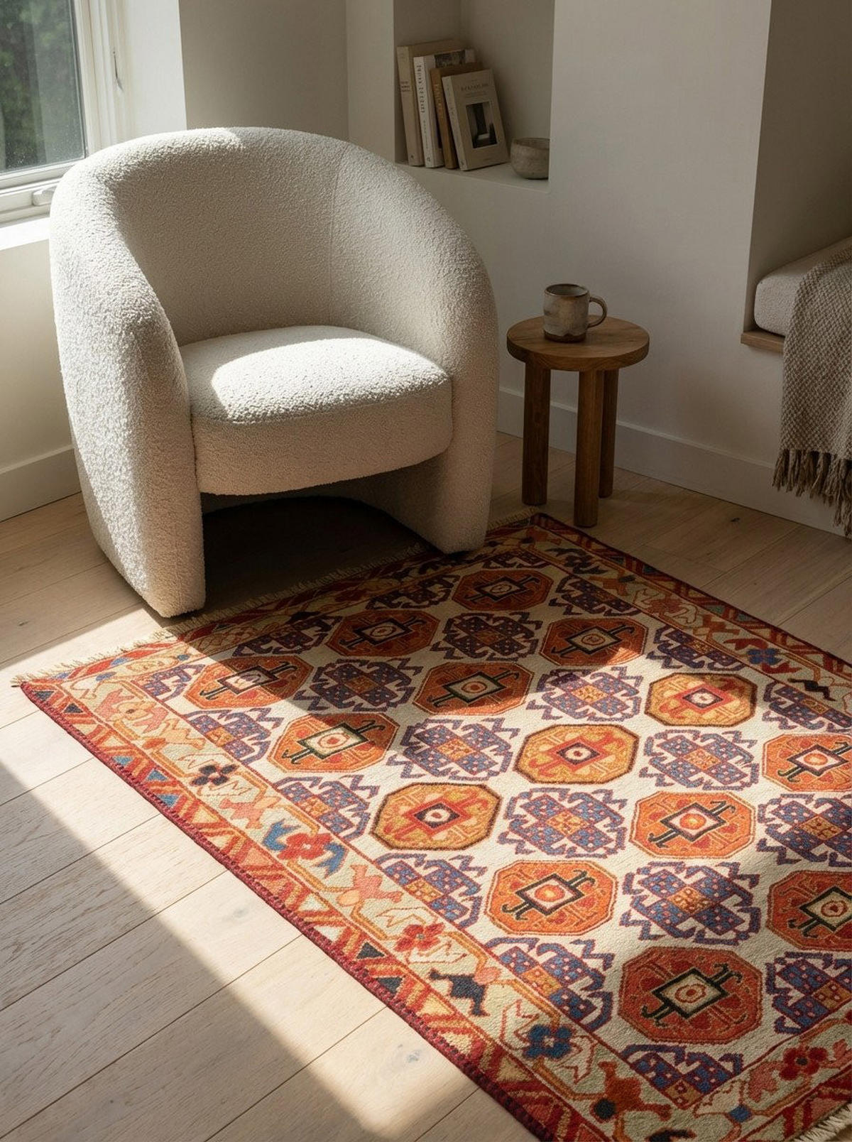 HANDWEBTEPPICH Sumak Shahsavan Beige 96/78 cm Schurwolle - Beige, Textil (78/96cm) - Looma