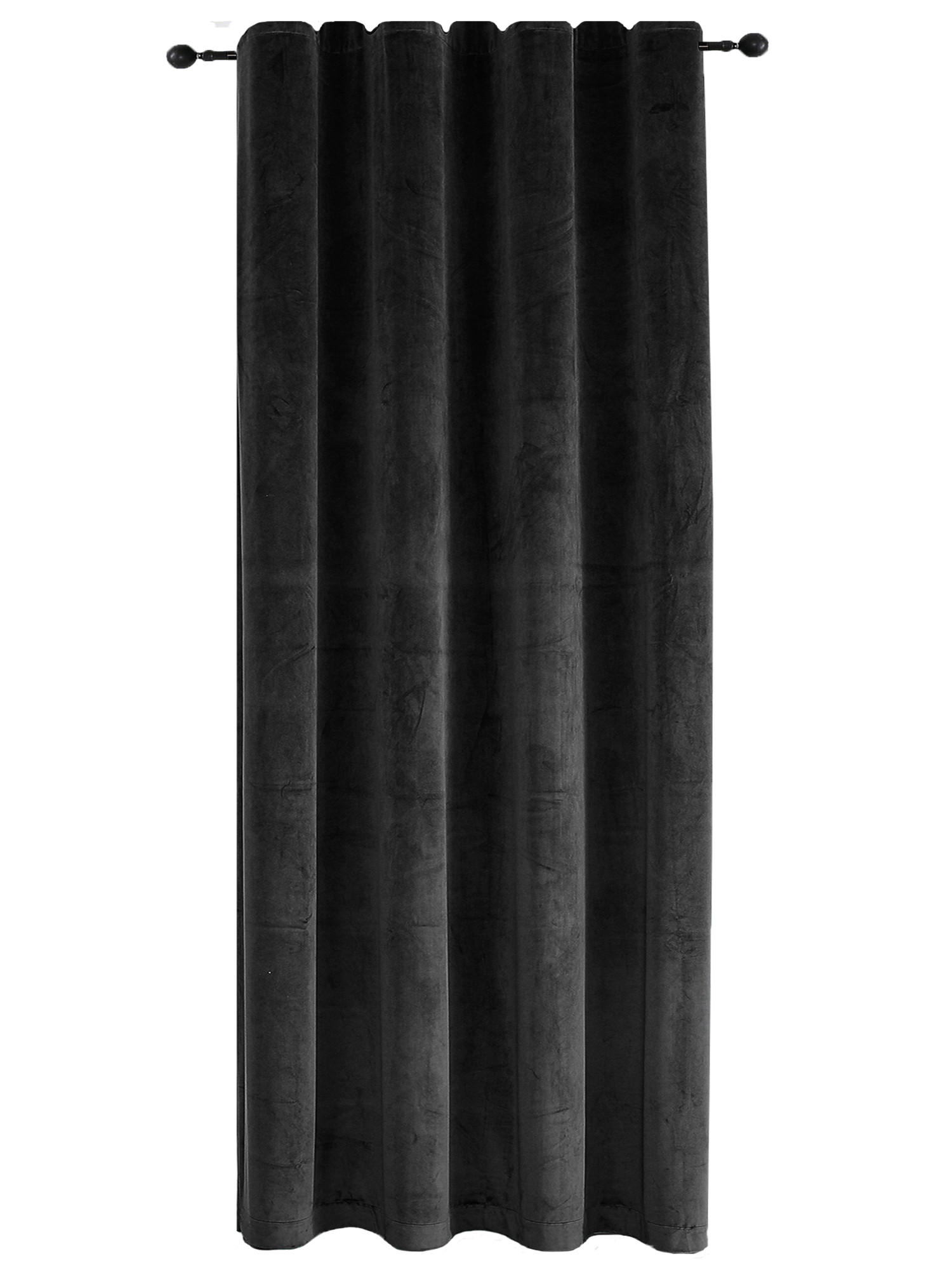 VORHANG Kräuselband Samt 140/145 cm schwarz - Schwarz, Textil (140/145cm) - TiborTex