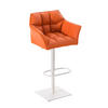 BARHOCKER Sihar Kunstleder Orange Weiß - Orange, Leder/Metall (64/88/45cm) - DELUKE