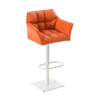 BARHOCKER Sihar Kunstleder Orange Weiß - Orange, Leder/Metall (64/88/45cm) - DELUKE