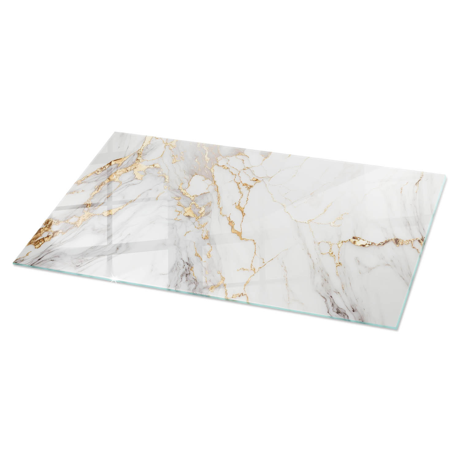 TISCHPLATTE 140x70 cm Eleganter Marmor mit Adern - Weiß, Glas (140/70/0.4cm) - TULUP
